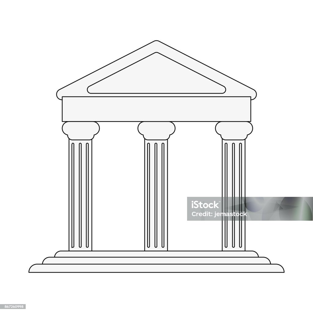 ancient greek building on floating land icon image ancient greek building on floating land icon image vector illustration design  black line Ancient stock vector