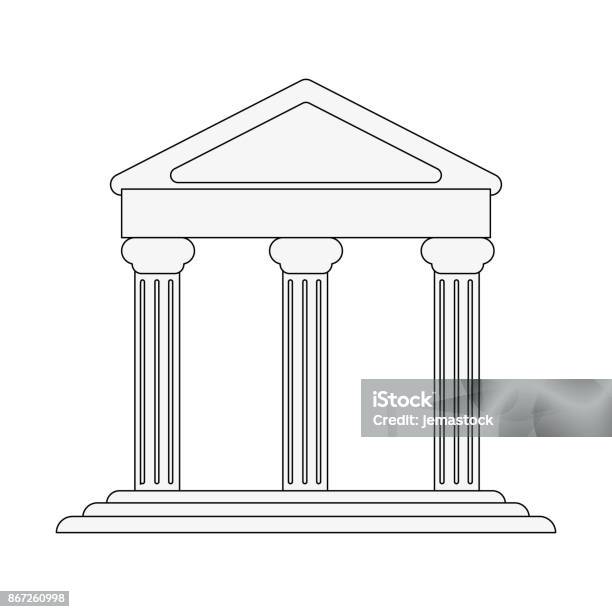 Ancient Greek Building On Floating Land Icon Image Stock Illustration - Download Image Now - Ancient, Ancient Civilization, Antique