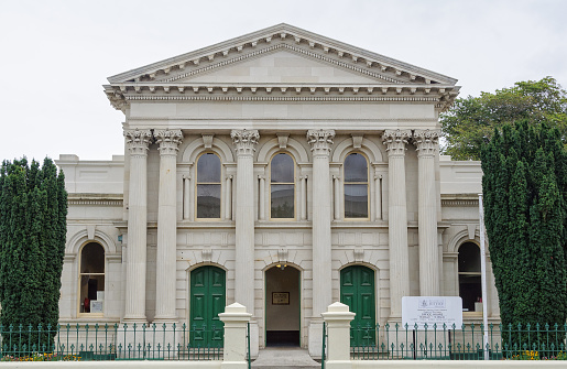 Oamaru, South Island, New Zealand - February 22, 2011: The historic Oamaru Courthouse six months before the 2011 Canterbury earthquakes