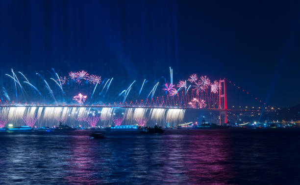 istock Fireworks over Istanbul Bosphorus during Turkish Republic Day celebrations. 15th July Martyrs Bridge (15 Temmuz Sehitler Koprusu). Istanbul, Turkey. 867264972