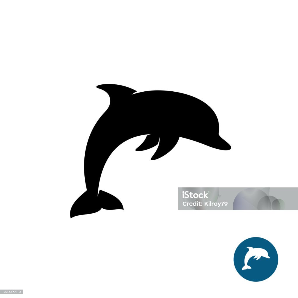 Dolphin simple black silhouette symbol. Sea freedom symbol. Dolphin stock vector