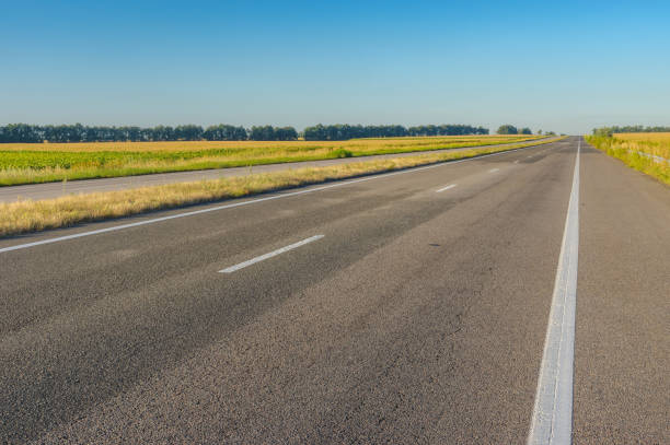 istock Morning landscape with empty high-way Dnipro-Kharkiv in central Ukraine 867280814