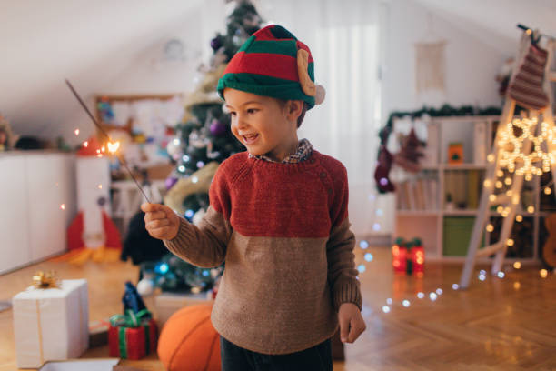 Little Elf and a sparkler
