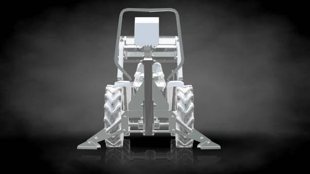 istock 3d rendering of a reflective digger machine on a dark black background 867297702