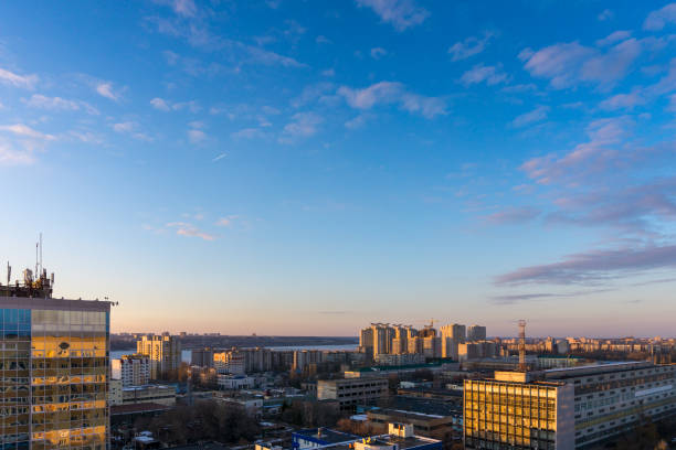 istock Voronezh cityscape aerial panoramic view from rooftop at sunset time 867297756