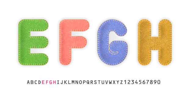 Uppercase Realistic Letters E F G H Made Of Color Felt Fabric For Festive  Cute Design Stock Illustration - Download Image Now - iStock