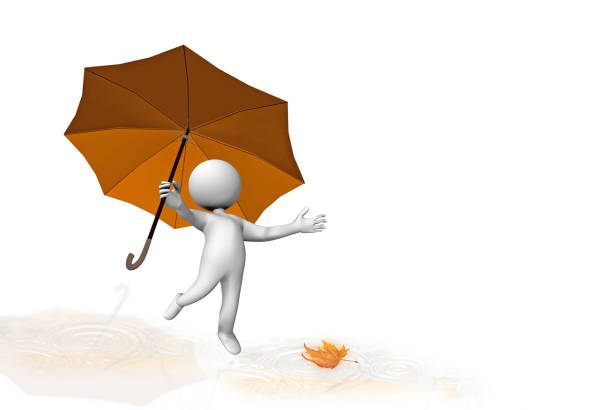 istock autumn rain umbrella man character running isolated - 3d rendering 867298696