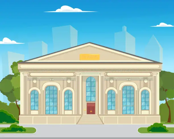 Vector illustration of The building is a historical museum in the city.