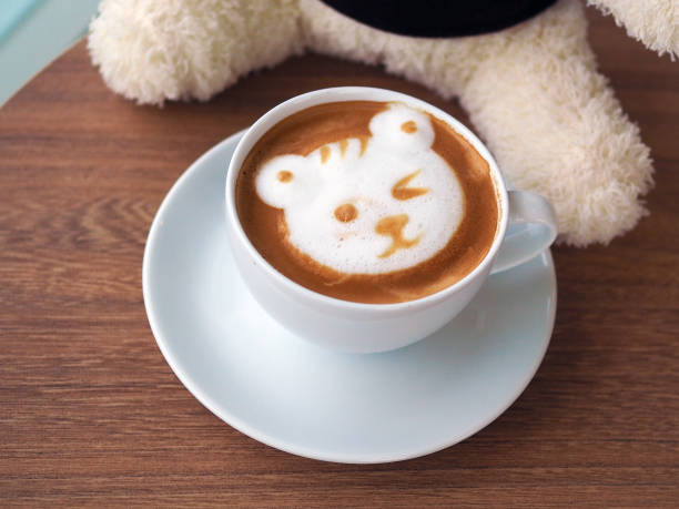 istock A cute bear shape foam on tasty hot coffee. 867311574