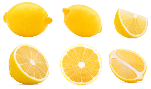 istock Collection Ripe lemon whole, cut in half, slice 867314900