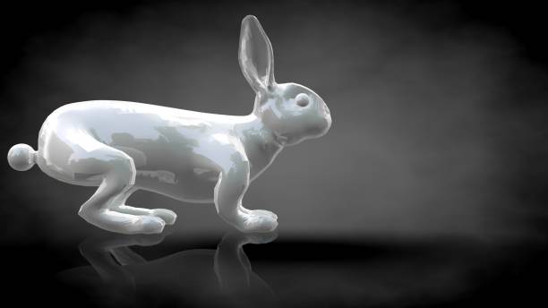 istock 3d rendering of a reflective rabbit on a dark black background 867315484