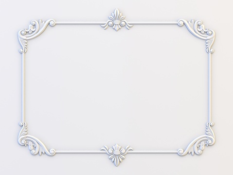 Ornamental vintage frames. Floral design template. Page decoration. Birthday card, wedding invitations. 3d rendering