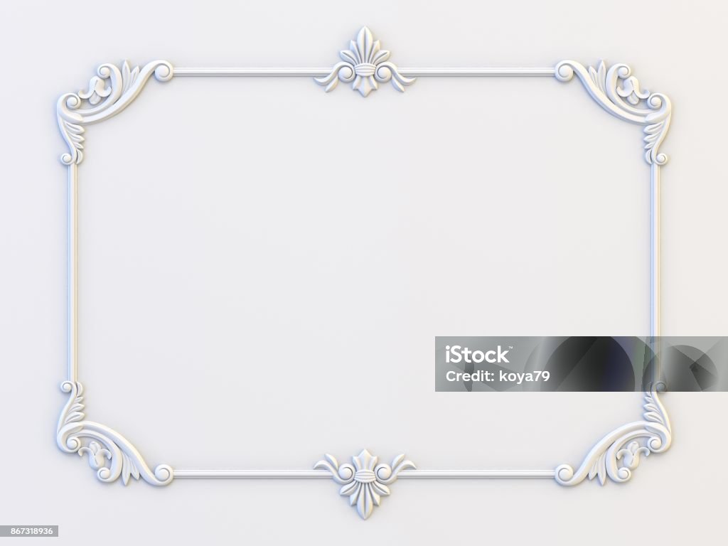 Ornamental vintage frames. Floral design template. Page decoration. Birthday card, wedding invitations. 3d rendering Border - Frame Stock Photo