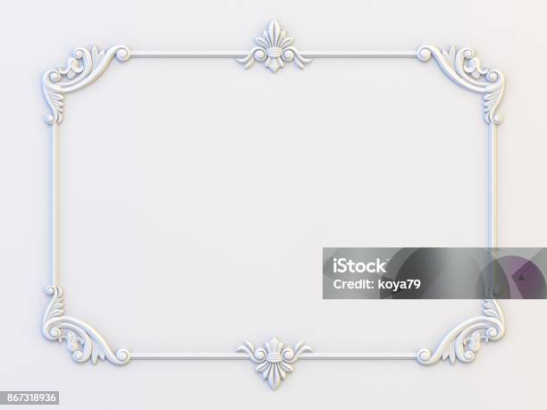 Ornamental Vintage Frames Floral Design Template Page Decoration Birthday Card Wedding Invitations 3d Rendering Stock Photo - Download Image Now