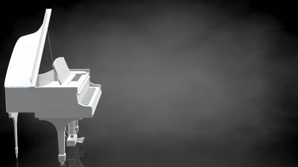 istock 3d rendering of a reflective piano on a dark black background 867322246
