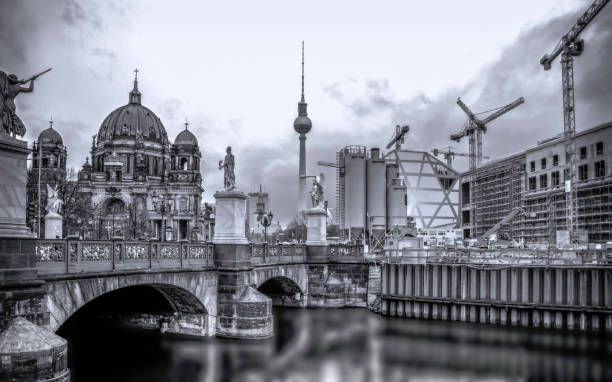 Mix of old landmarks and modern construction Berlin