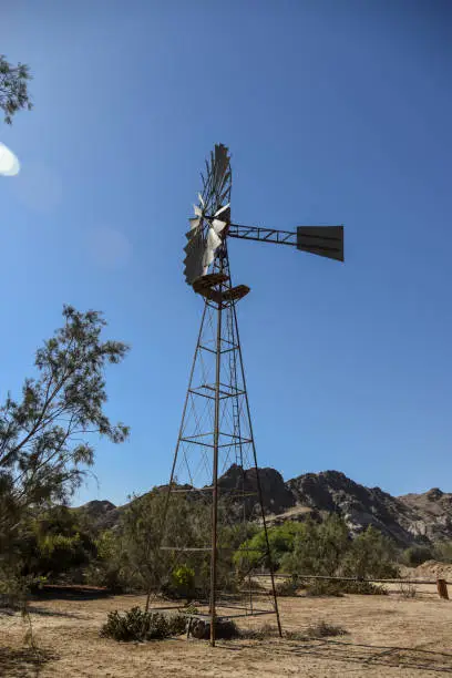 waterpump windmill in an arid region of namibia