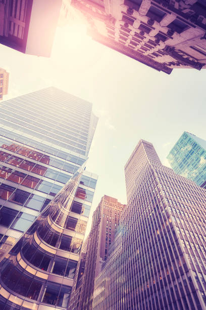istock Vintage toned Manhattan skyscrapers at sunset, USA. 867331702