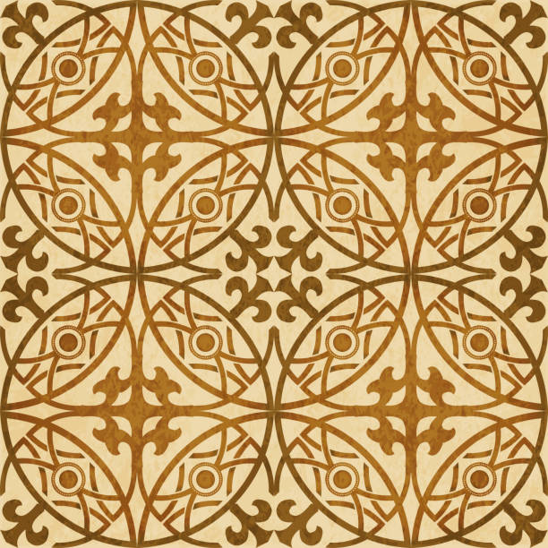 istock Retro brown watercolor texture grunge seamless background cross round frame geometry 867332960