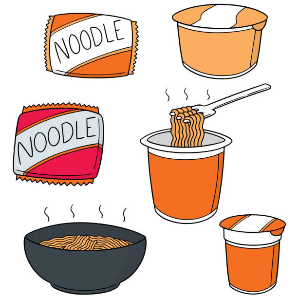 noodle vector set of noodle instant noodle package stock illustrations