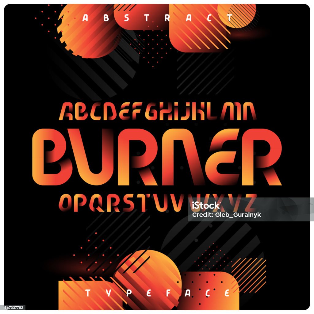 Graphics Font Color Geometric Font With Color Gradient Fill And Abstract Vector Composition ...