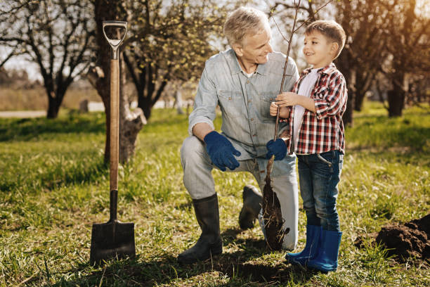 istock Delighted boy standing near his grandfather 867338190