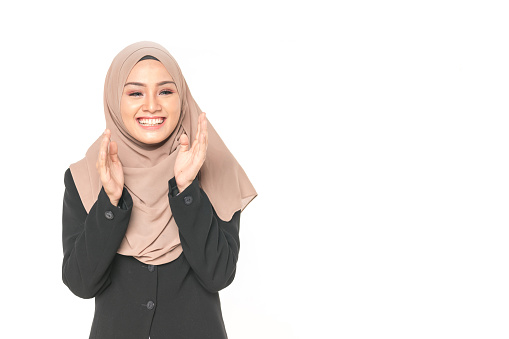 Hijab businesswoman with expression face.