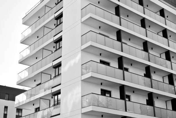 istock Modern,luxury apartment building. Black and white. 867348622