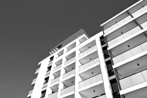 istock Modern,luxury apartment building. Black and white. 867348740