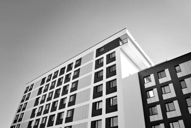 istock Modern,luxury apartment building. Black and white. 867349016