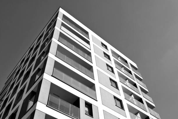 istock Modern,luxury apartment building. Black and white. 867351238
