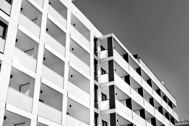 istock Modern,luxury apartment building. Black and white. 867351348