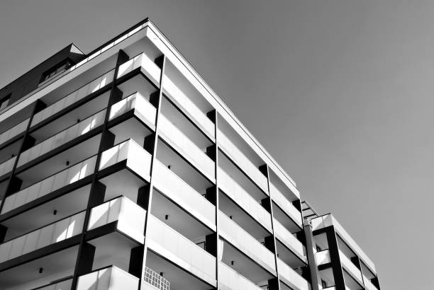 istock Modern,luxury apartment building. Black and white. 867351396