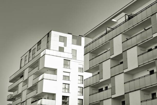 istock Modern,luxury apartment building. Black and white. 867351634