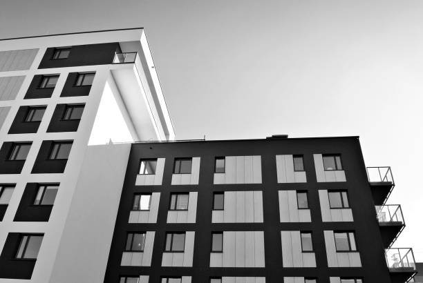 istock Modern,luxury apartment building. Black and white. 867351656