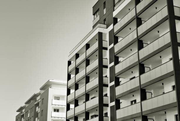 istock Modern,luxury apartment building. Black and white. 867352166