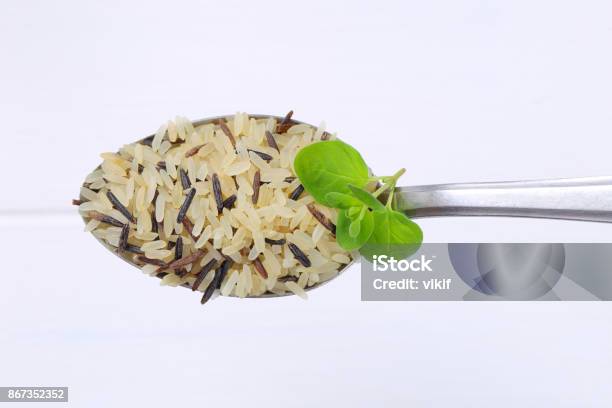 Spoon Of Wild Rice Stock Photo - Download Image Now - Above, Asian Food, Brown Rice