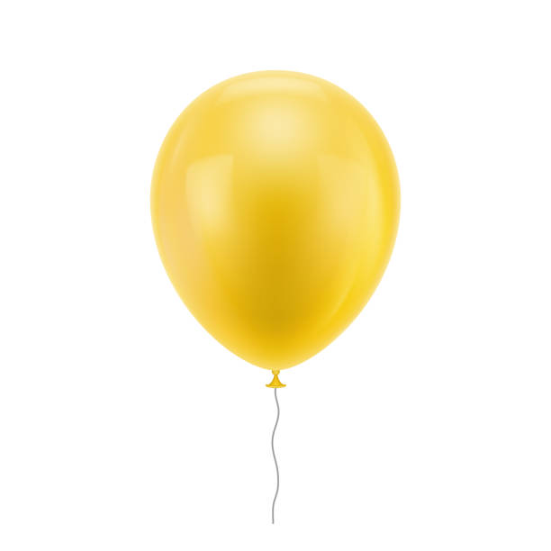 желтый реалистичный воздушный шар - yellow balloon stock illustrations