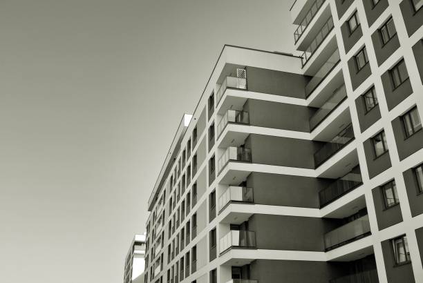 istock Modern,luxury apartment building. Black and white. 867352722