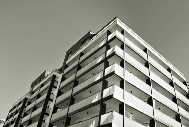 istock Modern,luxury apartment building. Black and white. 867352932