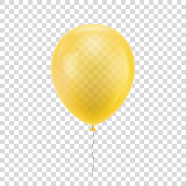 желтый реалистичный воздушный шар. - yellow balloon stock illustrations