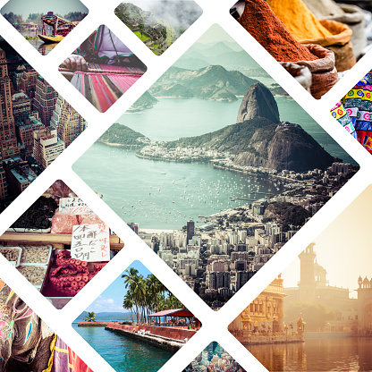 Collage de imágenes de travell - fondo de viajes photo