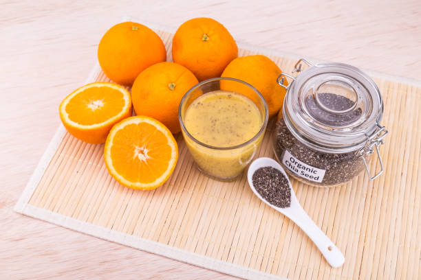 istock Chia seeds with fresh orange juice, healthy nutritious anti-oxidant drinks 867366354