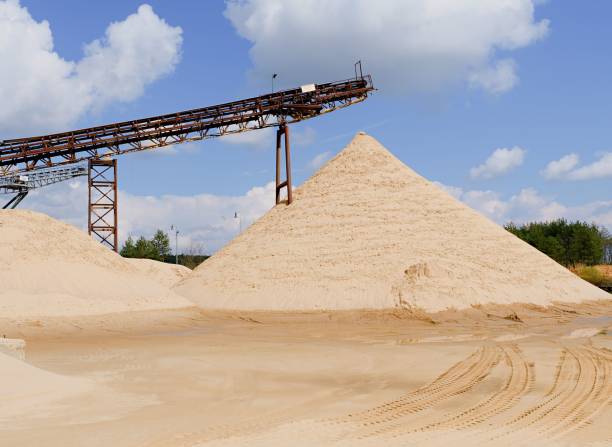 istock Conveyor belts and sand heaps. Construction industry. Sand quarry. Horizontal  photo 867366470