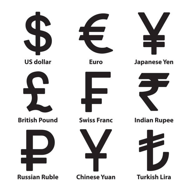 ilustrações de stock, clip art, desenhos animados e ícones de currencies symbol icons set. vector. - pound symbol british currency currency sign