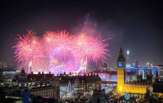 Fireworks light up the sky in London to bring in the New Year