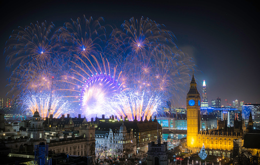 Fireworks light up the sky in London to bring in the New Year
