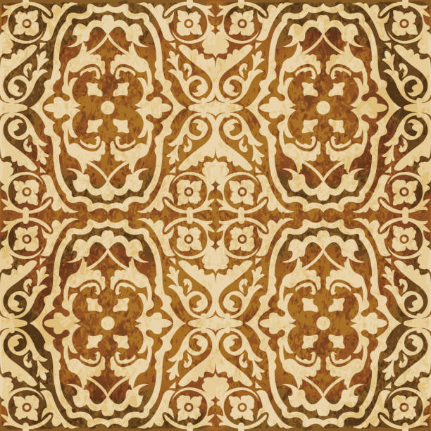 retro brązowa akwarela tekstura grunge bezszwowe tło spiralny kwiat winorośli - cork textured backgrounds circle stock illustrations