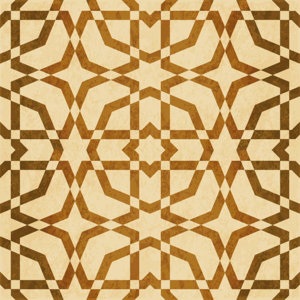 istock Retro brown watercolor texture grunge seamless background octagon frame cross star 867370532