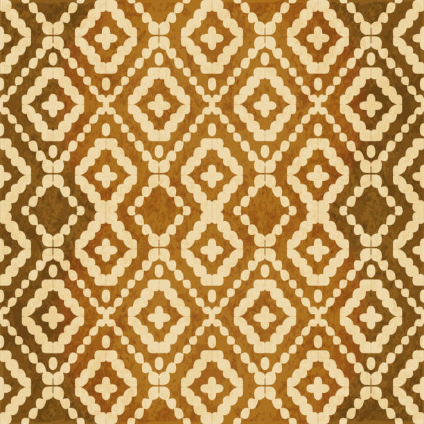 istock Retro brown watercolor texture grunge seamless background diamond check cross round geometry 867371656